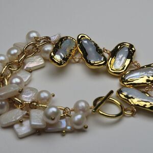 24k Gold overlayed Fresh Water Pearl Bracelet Hand Crafted
